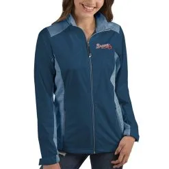 Women's Atlanta Braves Antigua Navy Revolve Full-Zip Jacket