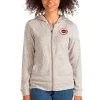 Women's Cincinnati Reds Antigua Oatmeal Team Absolute Full-Zip Hoodie