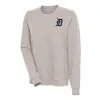 Women's Detroit Tigers Antigua Oatmeal Action Crewneck Pullover Sweatshirt