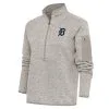 Women's Detroit Tigers Antigua Oatmeal Logo Fortune Quarter-Zip Pullover Jacket