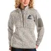 Women's Miami Marlins Antigua Oatmeal Fortune Quarter-Zip Pullover Jacket