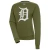 Women's Detroit Tigers Antigua Olive Victory Pullover Sweatshirt