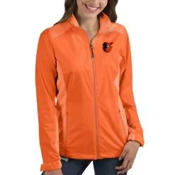 Women's Baltimore Orioles Antigua Orange Revolve Full-Zip Jacket