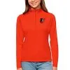 Women's Baltimore Orioles Antigua Orange Tribute Quarter-Zip Pullover Top