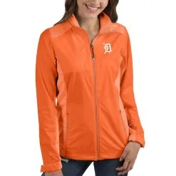 Women's Detroit Tigers Antigua Orange Revolve Full-Zip Jacket