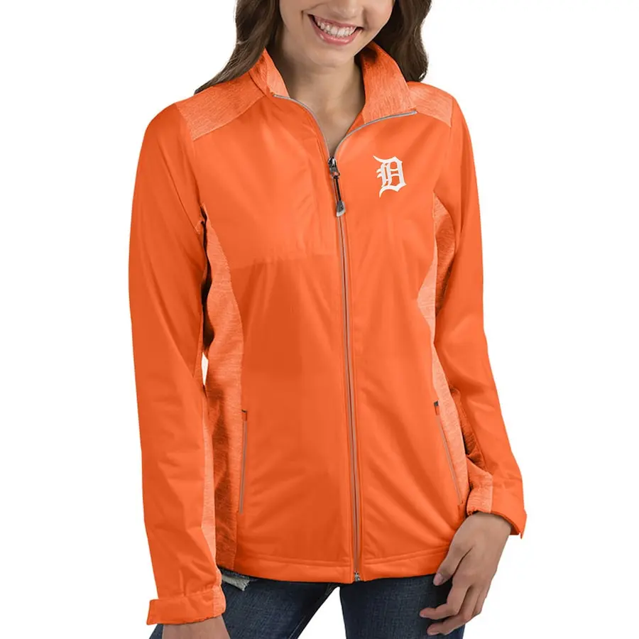 Women's Detroit Tigers Antigua Orange Revolve Full-Zip Jacket
