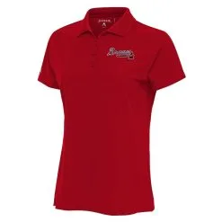 Women's Atlanta Braves Antigua Red Logo Legacy Pique Polo