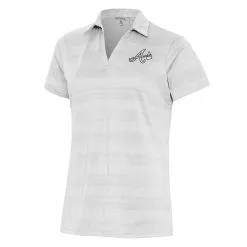 Women's Atlanta Braves Antigua White Brushed Metallic Compass Polo