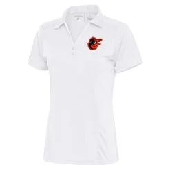 Women's Baltimore Orioles Antigua White Team Logo Tribute Polo