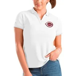 Women's Cincinnati Reds Antigua White Affluent Polo