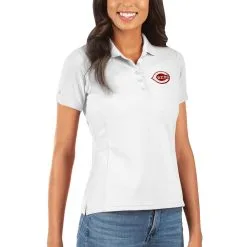 Women's Cincinnati Reds Antigua White Legacy Pique Polo