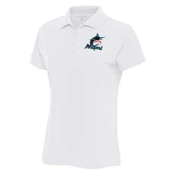 Women's Miami Marlins Antigua White Logo Legacy Pique Polo