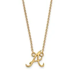 LogoArt Women's Atlanta Braves 18'' 10k Yellow Gold Small Pendant Necklace