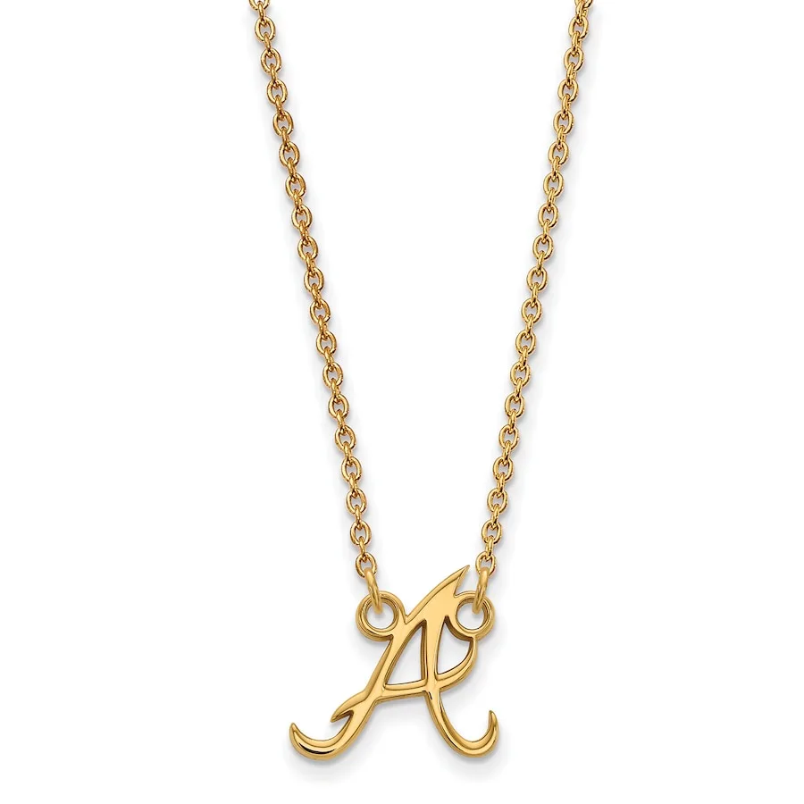 LogoArt Women's Atlanta Braves 18'' 10k Yellow Gold Small Pendant Necklace