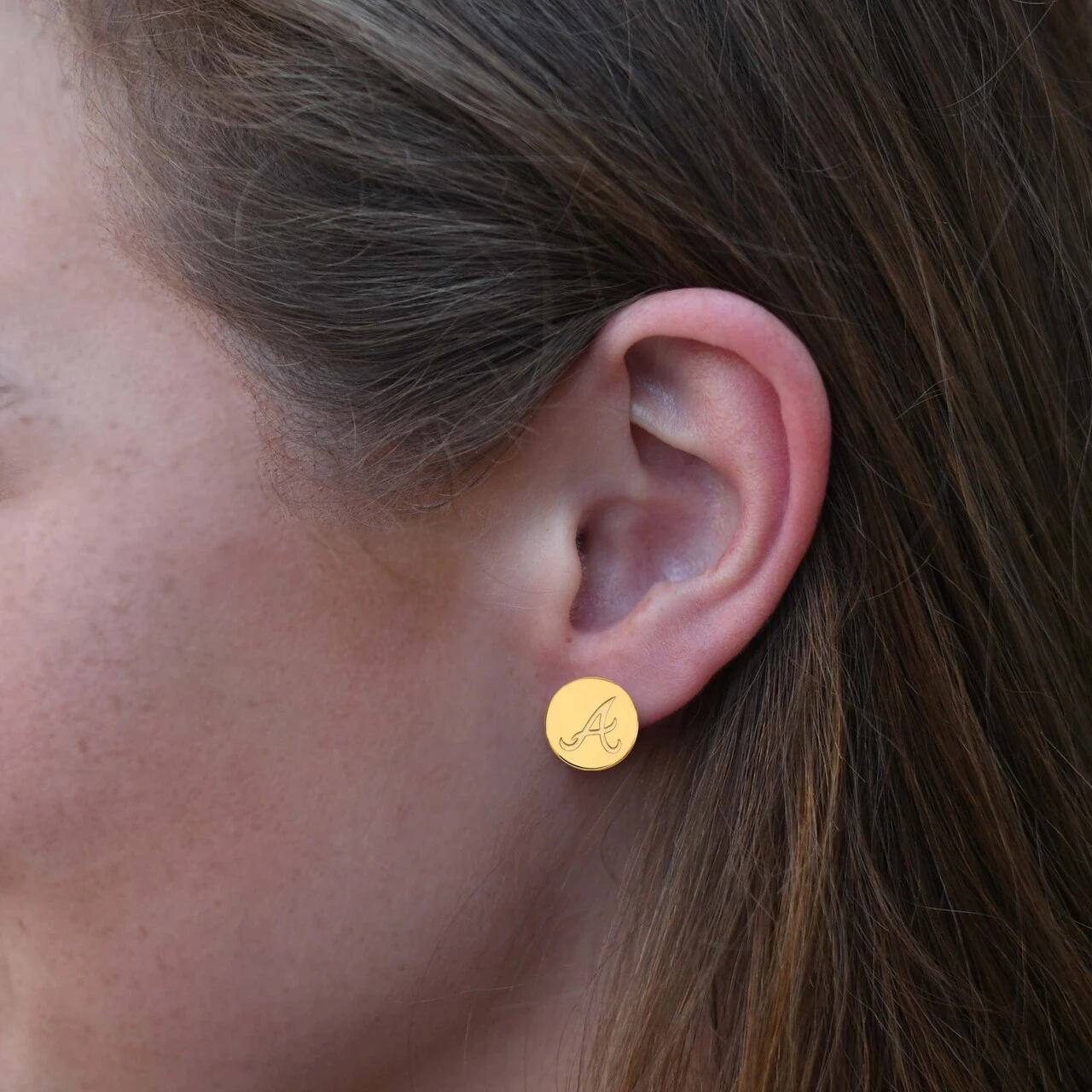 LogoArt Women's Atlanta Braves Gold-Plated Small Post Earrings - Image 2