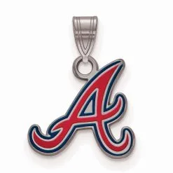 LogoArt Women's Atlanta Braves Silver Enamel Pendant