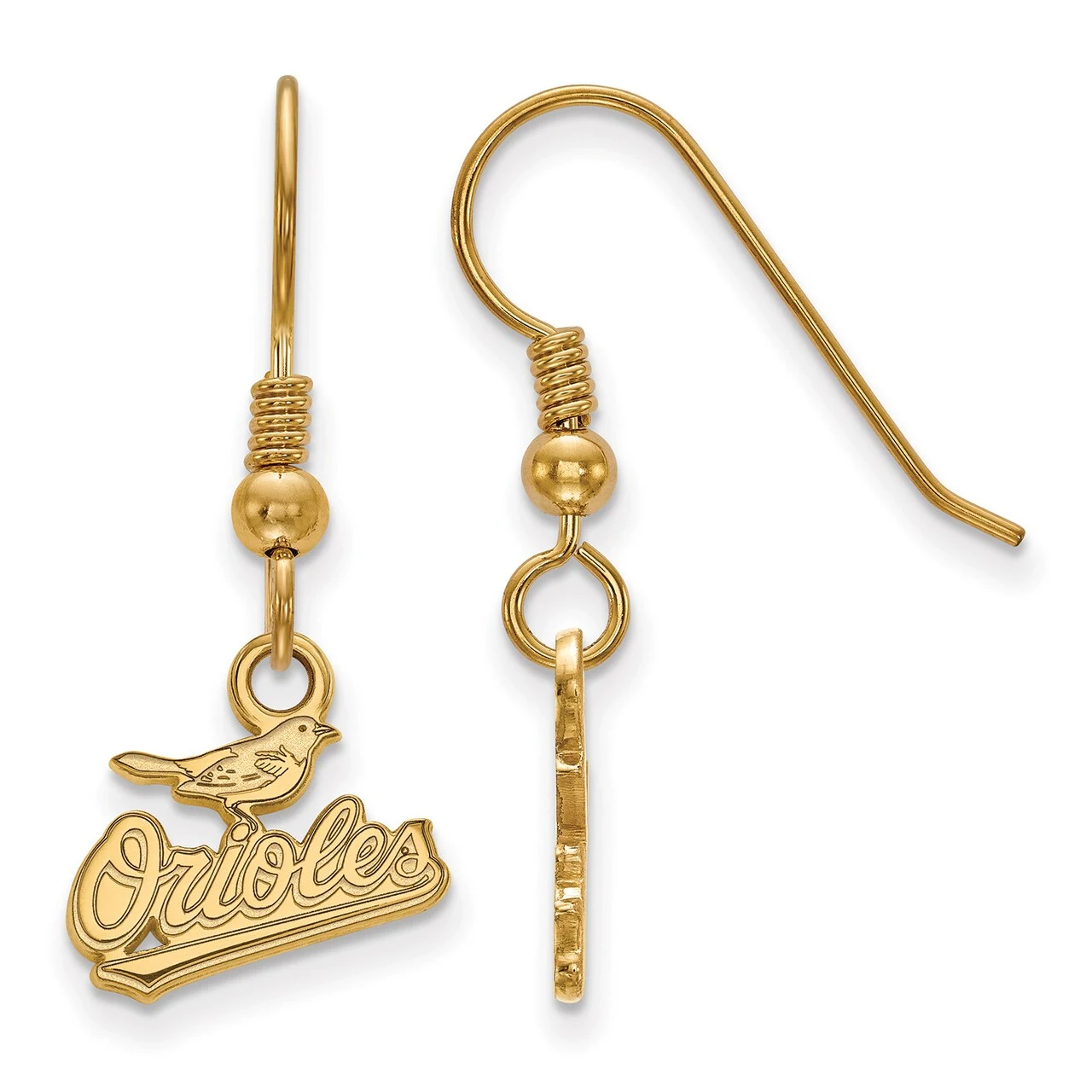 LogoArt Women's Baltimore Orioles Gold-Plated Sterling Silver Extra-Small Dangle Earrings