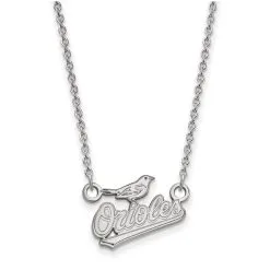 LogoArt Women's Baltimore Orioles Small Logo Sterling Silver Pendant Necklace