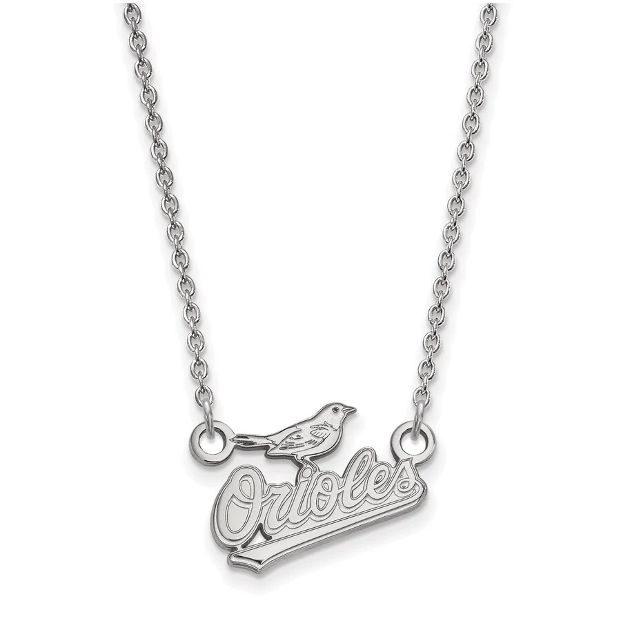 LogoArt Women's Baltimore Orioles Small Logo Sterling Silver Pendant Necklace