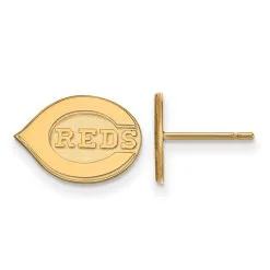 LogoArt Women's Cincinnati Reds 14k Yellow Gold Extra Small Post Earrings