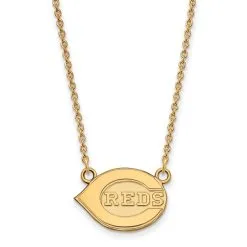 LogoArt Women's Cincinnati Reds 18'' 14k Yellow Gold Small Pendant Necklace