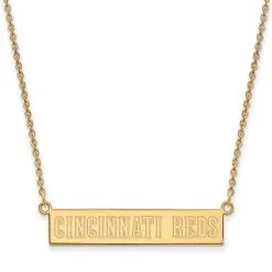 LogoArt Women's Cincinnati Reds Gold-Plated Sterling Silver Small Bar Necklace