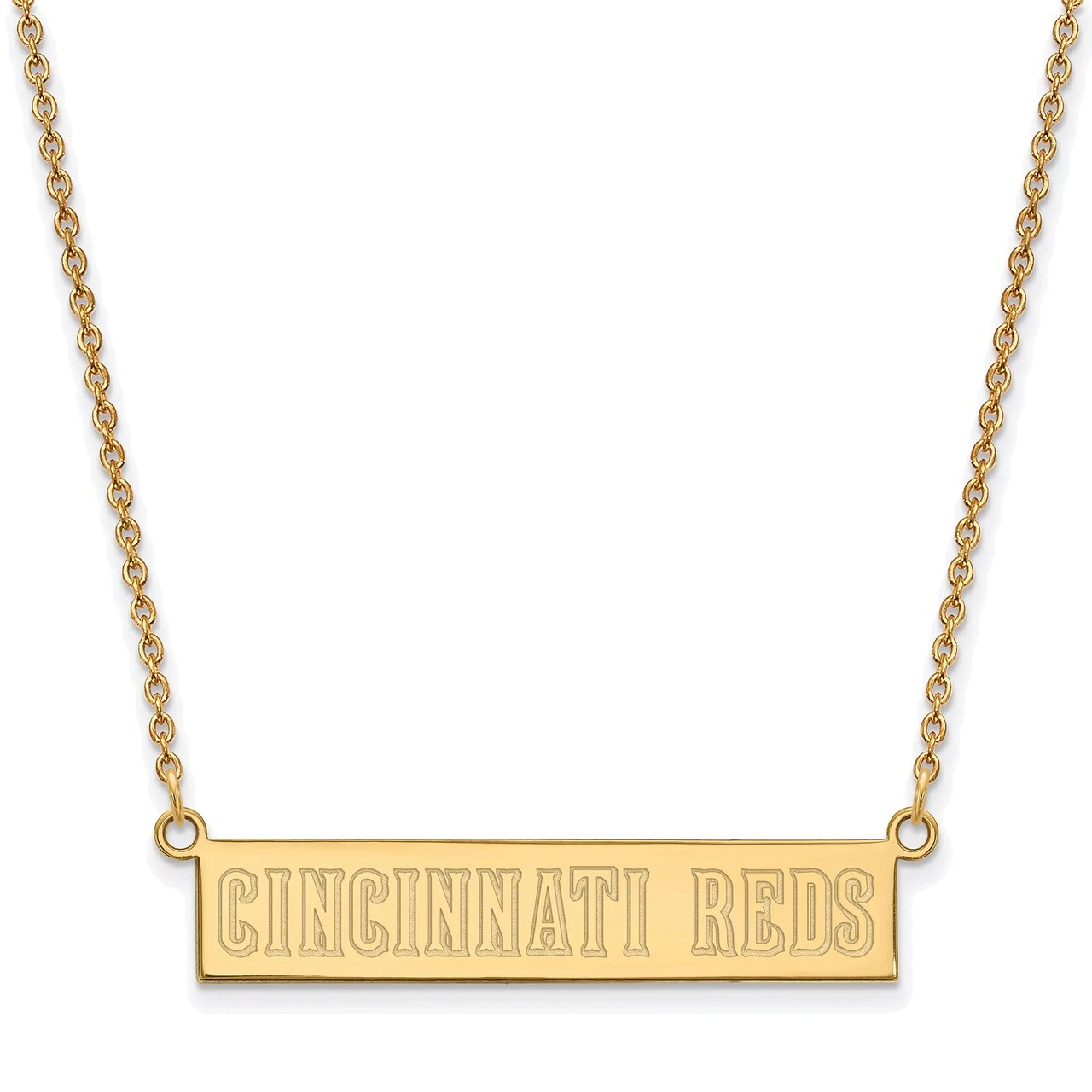 LogoArt Women's Cincinnati Reds Gold-Plated Sterling Silver Small Bar Necklace