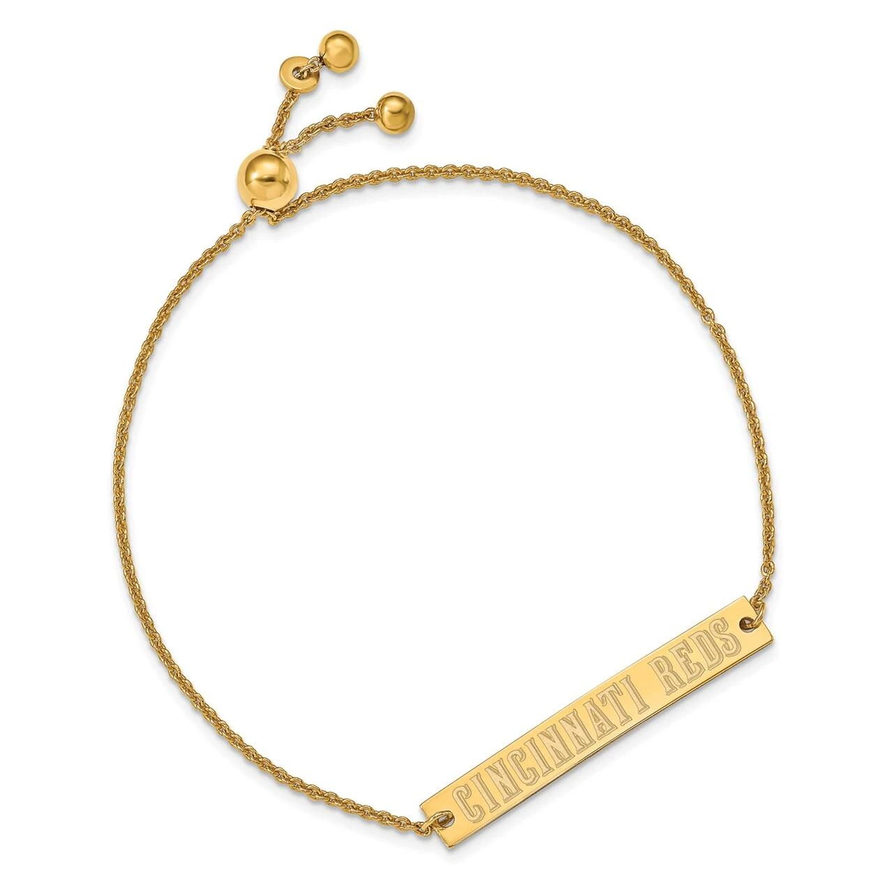 LogoArt Women's Cincinnati Reds Sterling Silver Gold-Plated Bar Bracelet - Image 2