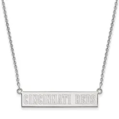 LogoArt Women's Cincinnati Reds Sterling Silver Small Bar Necklace
