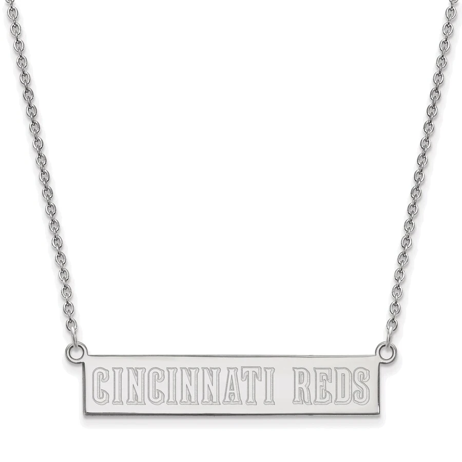 LogoArt Women's Cincinnati Reds Sterling Silver Small Bar Necklace