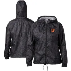 Women's Baltimore Orioles Columbia Black Flash Forward Full-Zip Windbreaker Jacket