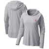 Women's Cincinnati Reds Columbia Gray Tidal Long Sleeve Hoodie T-Shirt