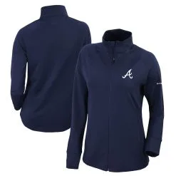 Women's Atlanta Braves Columbia Navy Omni-Wick Greenkeeper Full-Zip Jacket
