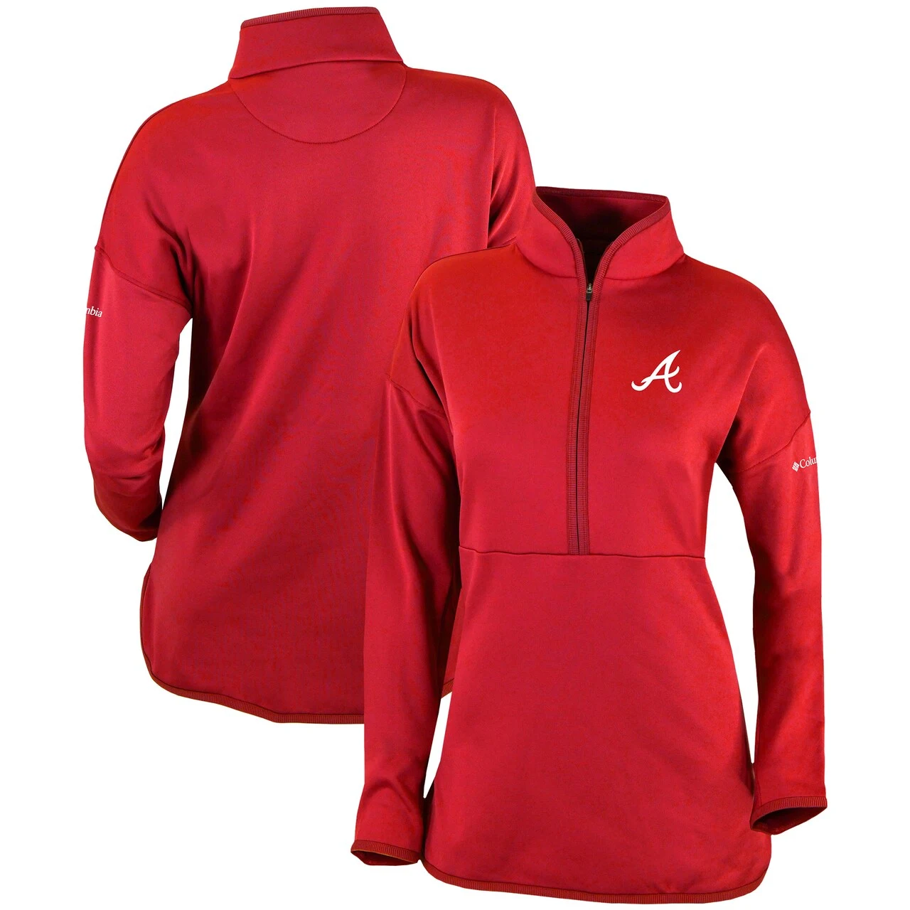 Women's Atlanta Braves Columbia Red Go For It Half-Zip Pullover Top