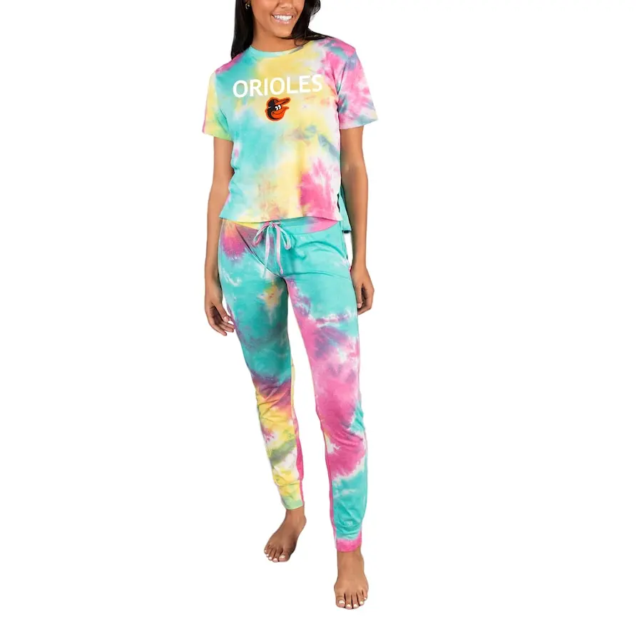 Women's Baltimore Orioles Concepts Sport Velodrome Tie-Dye Top & Jogger Pants Set
