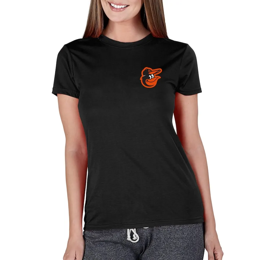 Women's Baltimore Orioles Concepts Sport Black Marathon Knit T-Shirt
