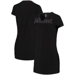Women's Miami Marlins Concepts Sport Black Fairway Night T-Shirt