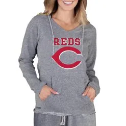Women's Cincinnati Reds Concepts Sport Gray Mainstream Terry Long Sleeve Hoodie Top
