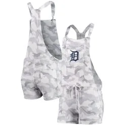Women's Detroit Tigers Concepts Sport Gray Camo Overall Romper