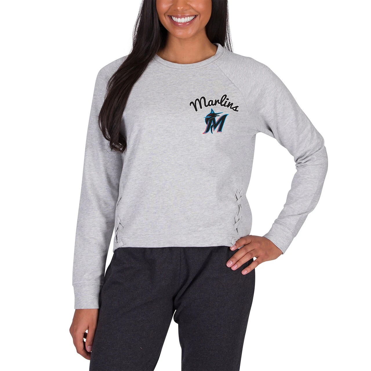Women's Miami Marlins Concepts Sport Gray Greenway Long Sleeve Top