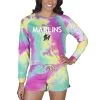 Women's Miami Marlins Concepts Sport Velodrome Tie-Dye Long Sleeve Top & Shorts Set