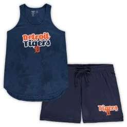 Women's Detroit Tigers Concepts Sport Navy Plus Size Cloud Tank Top & Shorts Sleep Set