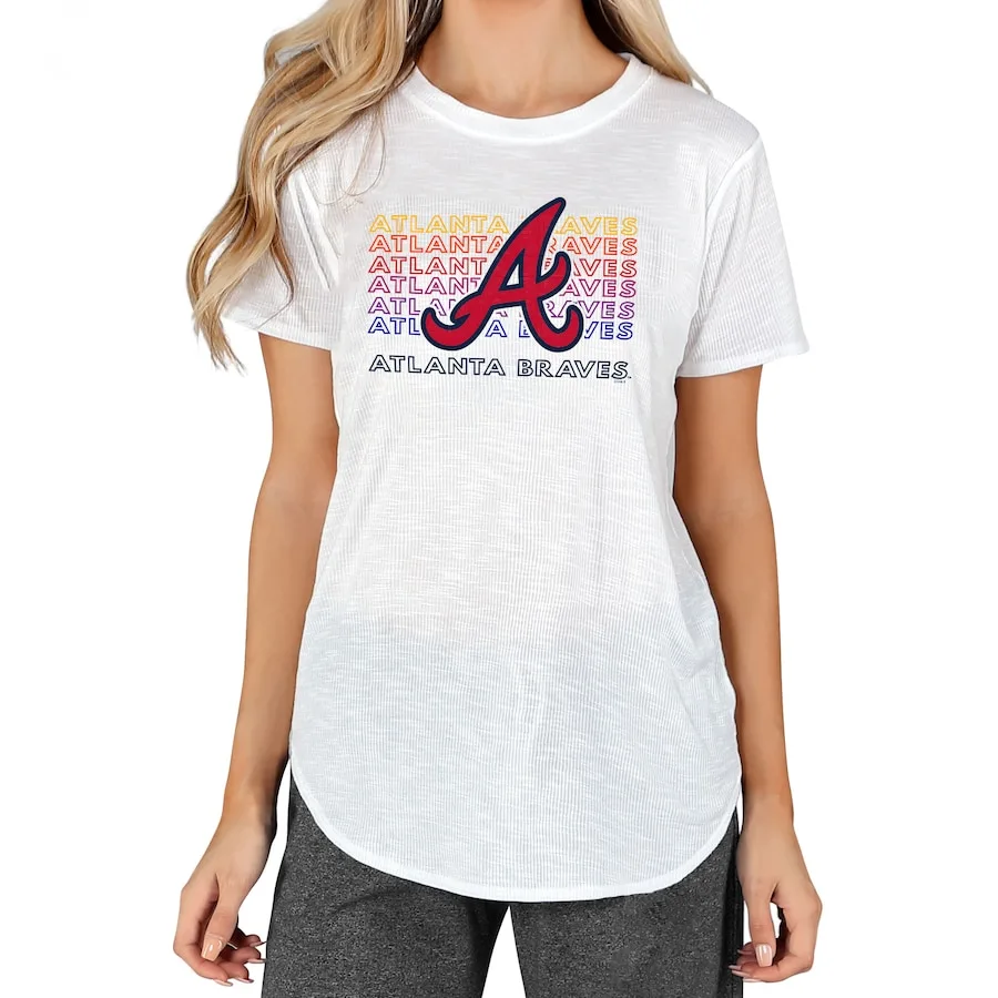 Women's Atlanta Braves Concepts Sport White Gable Knit T-Shirt
