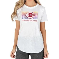 Women's Cincinnati Reds Concepts Sport White Gable Knit T-Shirt
