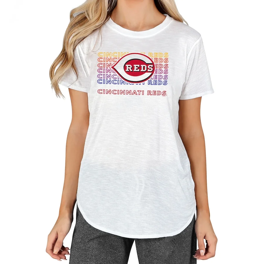 Women's Cincinnati Reds Concepts Sport White Gable Knit T-Shirt