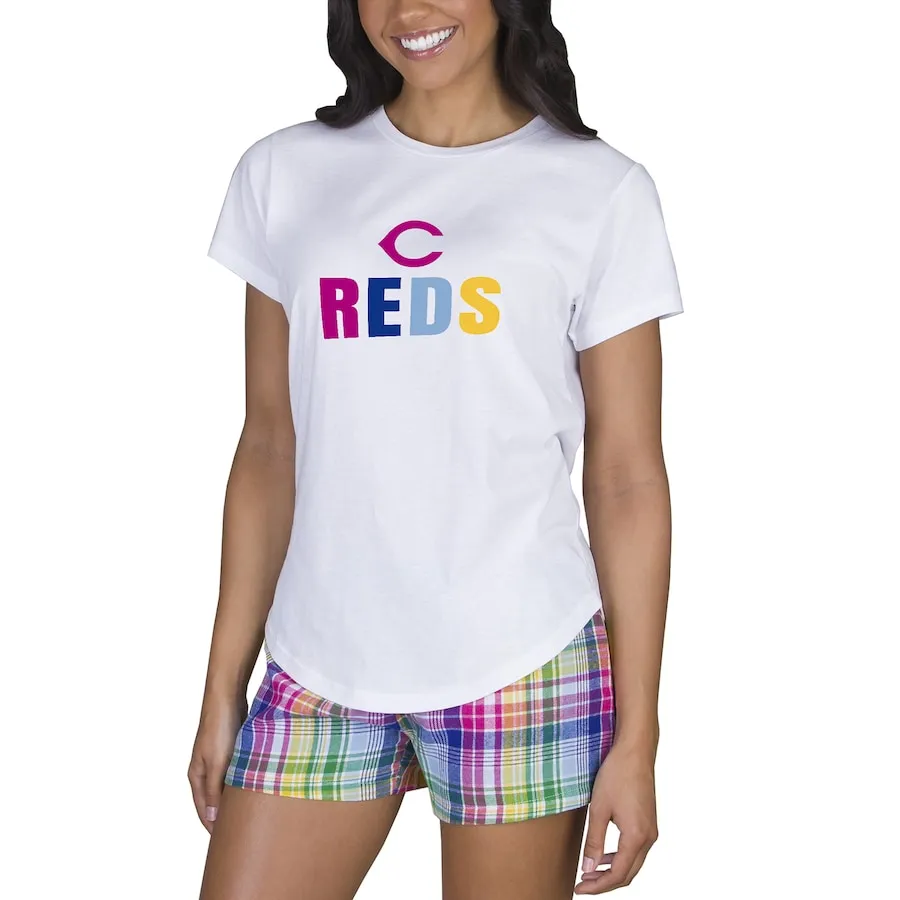 Women's Cincinnati Reds Concepts Sport White Razzle Sleepwear Top & Shorts Set