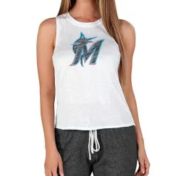 Women's Miami Marlins Concepts Sport White Gable Knit Tank