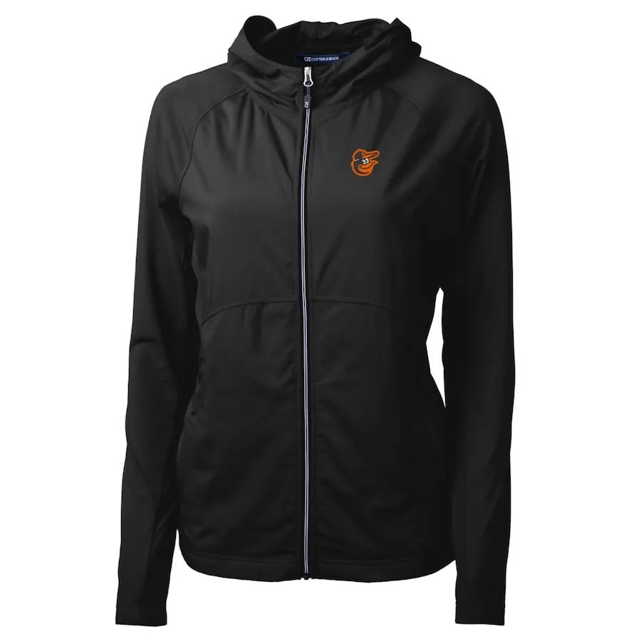 Women's Baltimore Orioles Cutter & Buck Black Adapt Eco Knit Full-Zip Jacket