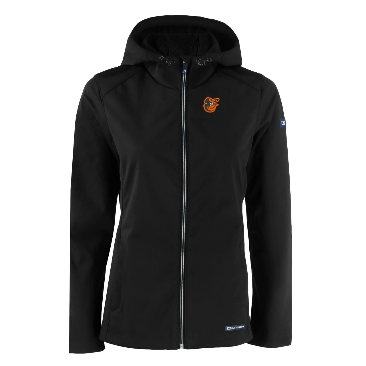 Women's Baltimore Orioles Cutter & Buck Black Evoke Eco Softshell Recycled Full-Zip Jacket - Image 2