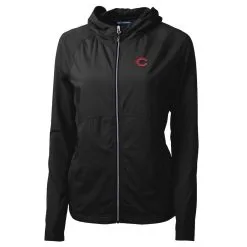 Women's Cincinnati Reds Cutter & Buck Black Adapt Eco Knit Full-Zip Jacket
